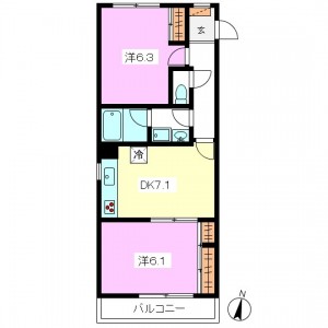 小田急線千歳船橋駅9分・船橋4丁目2DK RC造賃貸マンション 間取図