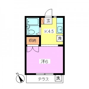 【ビフォー】大蔵5丁目１Ｋリノベーション前旧間取