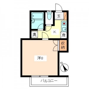 大蔵5丁目1K賃貸アパート間取図