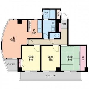 世田谷区砧4丁目 3LDK 賃貸マンション301号室間取図