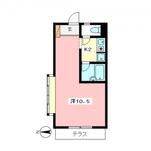 千歳船橋駅徒歩12分、世田谷区桜丘４丁目ペット相談可１０．５帖１Ｋ賃貸アパート間取図