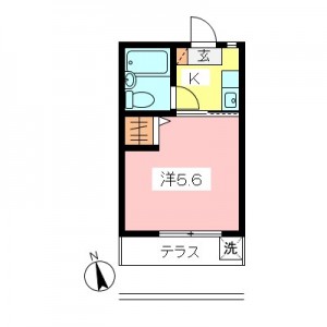 世田谷区砧3丁目 4万円台1K賃貸アパート間取図