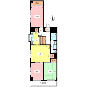 世田谷区砧１丁目3LDK賃貸マンション１階間取図