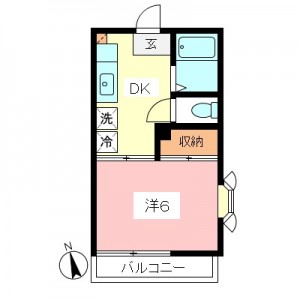 世田谷区砧7丁目 小田急線祖師ヶ谷大蔵駅徒歩8分の積水ハウス施工１ＤＫ賃貸アパート間取図