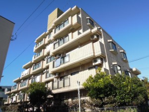 小田急線千歳船橋駅徒歩14分・祖師ヶ谷大蔵駅徒歩19分、世田谷区千歳台3丁目賃貸マンション外観(東南側)