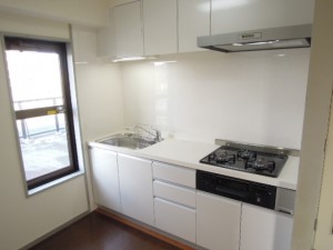世田谷区千歳台4丁目のルーフバルコニー付2LDK賃貸マンション3口ガスシステムキッチン(2016年交換済)